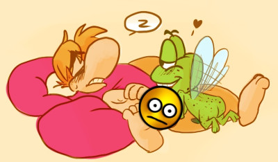 Rayman and Murfy engaging in oral intercourse