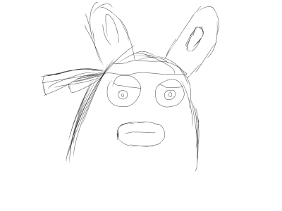 Concept art of a Rabbid (with bandana)