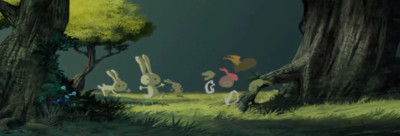 Rayman pursued by Rabbids ? Similar to the  prototype trailer when Rayman run in a forest.