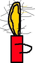 A saw, pointing up.