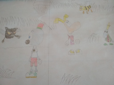 The Adventures of André... and André + Rayman: Bee Havoc (Rayman and The Adventures of André and Wally B. crossover fan art)