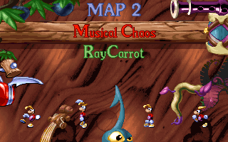 Les quatre sprites de Rayman en bas de l'écran indiquent les pouvoirs que le héros peut utiliser dans la map sélectionnée.