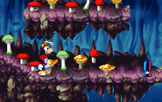 Tańczące grzyby o różnych kolorach (tylko w Rayman uczy matmy i polaka).