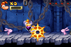 Un petit lapin rose explosant lorsqu'il atteint Rayman.