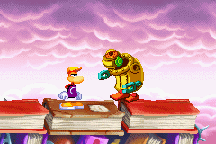 Le robot du Monde des Enfants s'approchant de Rayman.