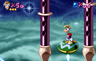 Rayman sur une maraca fusée.