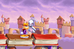 Un lapin dansant attaquant Rayman.