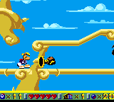 Rayman propulsé par une trompette soufflante