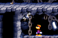 Deux petites araignées sur une toile dans la version Game Boy Advance de Rayman contre les Lapins Crétins.