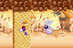Un lapin volant en train de voler face à Rayman.