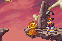 Żółta kula i podstawa w Rayman 3 na Game Boy Advance
