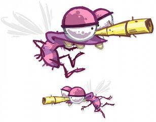 Artworks montrant la deuxième apparence imaginée pour les moustiques géants de Rayman Origins.