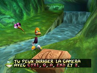 Rayman en una piedra de pensamiento.
