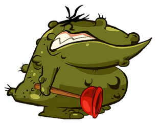 Un dragon d'égoût de Rayman Origins et sa ventouse.