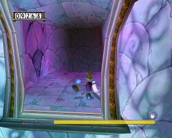 Rayman musi zniszczyć tę ścianę, by dostać się do sekretnego obszaru
