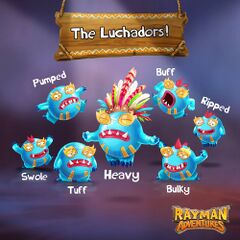 Autre photo de famille des Luchadors (avec leurs noms anglais) publiée sur Facebook.