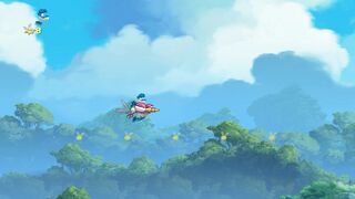 Rayman y el mosquito gigante al comienzo del vuelo.