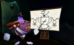 A Tábornok meggyőzi Pengeszakállat, hogy vásárolja meg a Grolgoth-ot a Rayman 2-ben.