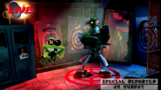 Sur ce plan, on peut voir des cibles représentant Rayman, Globox et Ly.