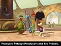 Les héros du dessin animé Rayman et François Pétavy, le producteur.