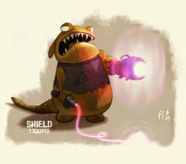 Concept art d'un Lapin alien de type "Soldat avec bouclier".