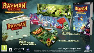 The Art of Rayman et le reste du contenu de l'édition collector anglaise de la version PlayStation 3 de Rayman Origins.