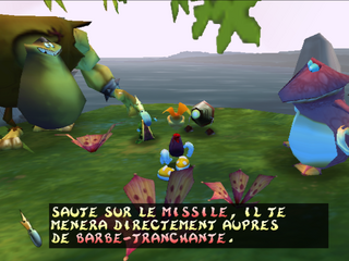 Le missile menant auprès de Barbe-Tranchante entouré par un Ptizêtre, Clark et Uglette.