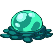 Vue détaillée d'un Cauchemar de Polokus en forme de bulbe de Rayman Origins.