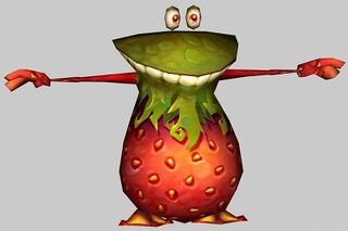 Vue détaillée de la skin "fraise" de Globox.