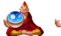 Animation défectueuse d'un moine, visiblement tirée d'une ancienne version du jeu.