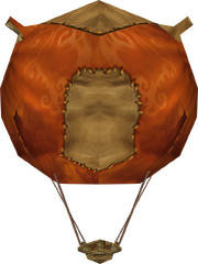 Vue détaillée d'une montgolfière Hoodlum à ballon orange.