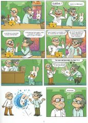 Le deuxième duo de scientifiques étudiant les Lapins Crétins dans les bandes dessinées, ici dans Méga bug.