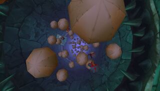 Rayman debe hacer uso de los globos para escapar de la inundación.