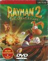 Avant de la jaquette d'une édition de la version PC de Rayman 2 accompagnée du dessin animé Rayman.