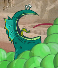 La créature ressemblant à Eig qui devait apparaître dans Rayman Origins.