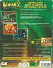 Dos de la jaquette d'une édition de la version PC de Rayman 2 accompagnée du dessin animé.