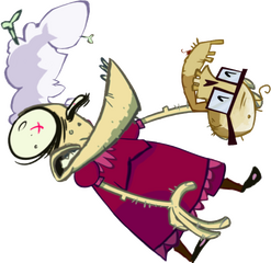 Artwork de la mamie qui apparait au début de Rayman Origins.