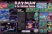Article du numéro 38 du magazine Joypad présentant la version Jaguar de Rayman. On peut y voir plusieurs niveaux, personnages et éléments du décor retirés du jeu final. Certains mondes ont des noms différents, bien qu'il puisse s'agir de traductions littérales des noms anglais. Enfin, Mr Dark est appelé Mr Black.
