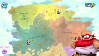 Première partie de la deuxième carte de l'archipel de la Croisée des Rêves où se déroulent les évènements des jeux Rayman réalisés avec l'UbiArt Framework.