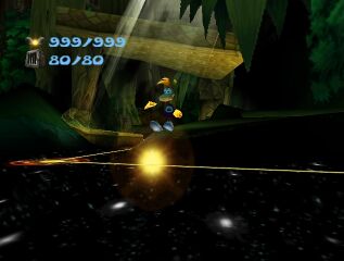 Le Lums suit Rayman lorsqu'il se déplace d'une porte magique à une autre.