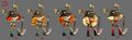 Concept arts pour la nouvelle tenue de Barbara dans Rayman Adventures. Sur ceux-ci et les suivants, on remarque une grande variété de coupes et de couleurs de cheveux, d'habits et de degrés de bronzage de la peau.