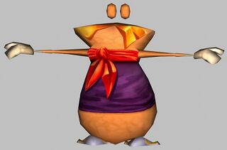 Vue arrière de la skin "Rayman" de Globox.
