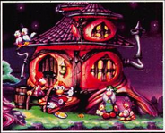 La maison du Musicien dans les Montagnes Bleues. Rayman a cette fois son design définitif.