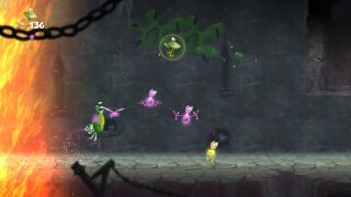 Dans les versions Wii U, PlayStation Vita et Nintendo Switch, Murfy peut écraser les animaux en arrière-plan, ici des insectes sur les murs dans Ptizêtres en détresse.