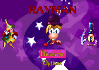 Bétilla sur l'écran-titre de l'Anglais avec Rayman.