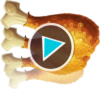 Plusieurs unités de nourriture et un bouton pour lancer une vidéo publicitaire.