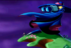 Mr Dark surveillant Rayman avec des jumelles.