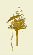 Concept art de Rayman Origins représentant Polokus sur un siège. L'idée sera reprise dans Rayman Legends.
