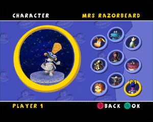La première skin de la Femme-Rasoir dans Rayman Arena.