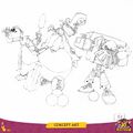 Concept art représentant Barbe-Tranchante, le Pirate Lunette et un Sbire préparant un tir de canon.